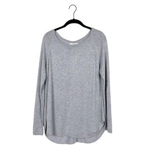 Magaschoni Gray Button Back Round Hem Long Sleeve Cashmere Blend Sweater XS